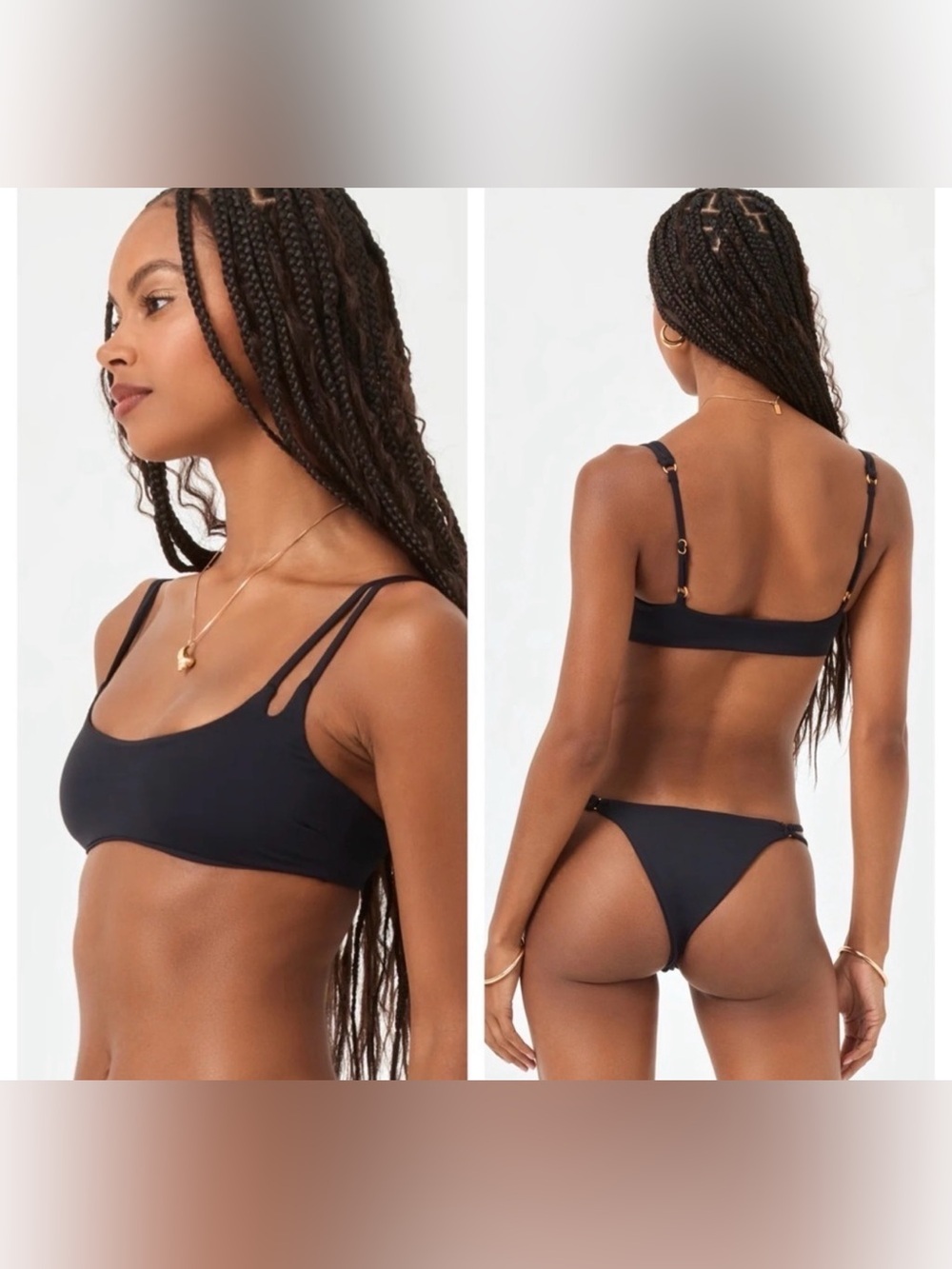 l*space Black Double-Strap Bikini Top